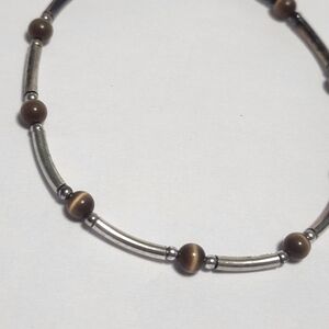 Tigers Eye Sterling Silver Link Bracelet 7"